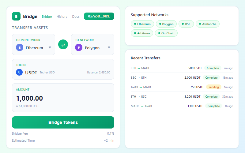 EVM blockchain bridge interface